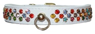 Leather Brothers Festive Diamante Dog Collars - White