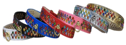 Leather Brothers Festive Diamante Dog Collars 