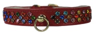 Leather Brothers Festive Diamnte Dog Collars - Red