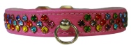 Leather Brothers Festive Diamante Dog Collars - Pink