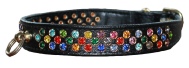 Leather Brothers Festive Diamante Dog Collars - Black